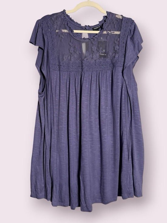 torrid Tops - Torrid K Heron Lace Insert Flutter Short Sleeve Top Size 3X